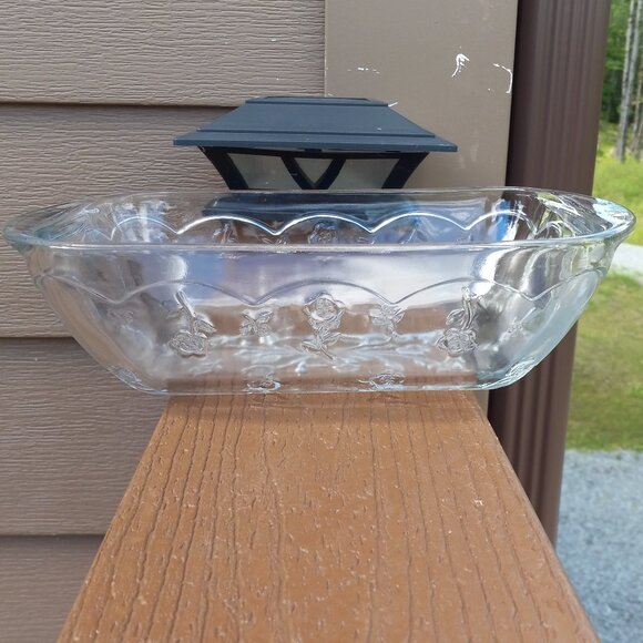 Vintage Anchor Hocking Savannah Clear Floral Glass Rectangular Baking Dish - Picture 2 of 14